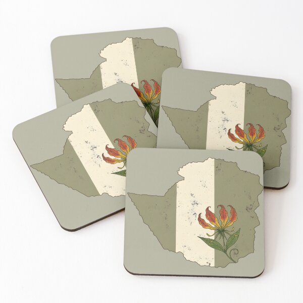 Item preview, Flame Lily on Vintage Map Silhouette – Olive & Ivory Tricolor designed and sold by MvuuStudio.
