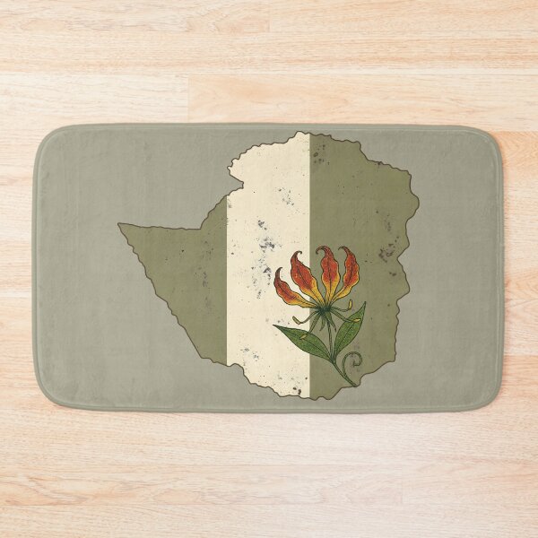 Item preview, Flame Lily on Vintage Map Silhouette – Olive & Ivory Tricolor designed and sold by MvuuStudio.