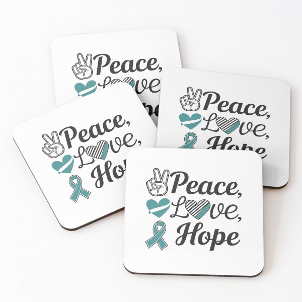 Item preview, Ovarian Cancer Awareness Peace Love Hope I Wear Teal Ribbon designed and sold by SIGORDESIGN.