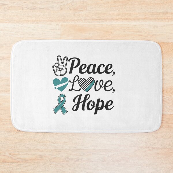 Item preview, Ovarian Cancer Awareness Peace Love Hope I Wear Teal Ribbon designed and sold by SIGORDESIGN.