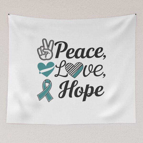 Item preview, Ovarian Cancer Awareness Peace Love Hope I Wear Teal Ribbon designed and sold by SIGORDESIGN.