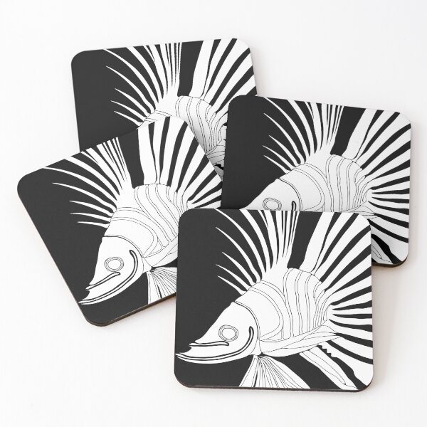 Item preview, Lion Fish Drawing in White designed and sold by BoldLineArt.