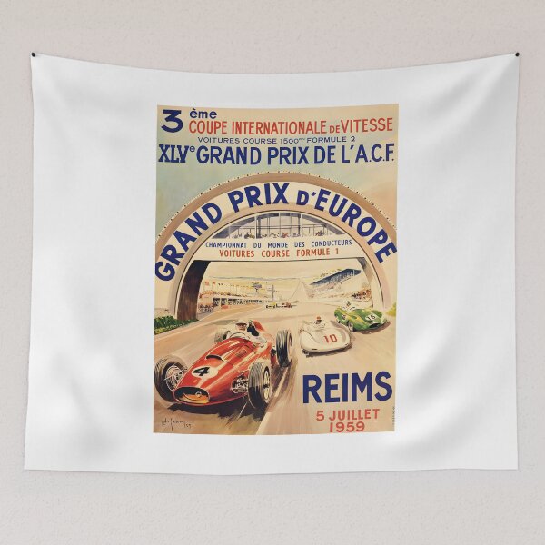 Item preview, Reims Grand Prix d'Europe 1959 Vintage Poster designed and sold by CharlieDesings.