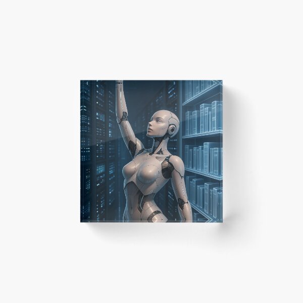 Item preview, Ava x Library Robot Holding Crystal In Server Room designed and sold by CathryneDelamort.