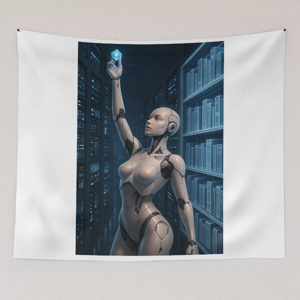 Item preview, Ava x Library Robot Holding Crystal In Server Room designed and sold by CathryneDelamort.
