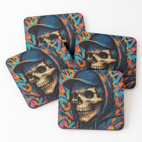 Item preview, Graffiti Skull Streetwear Art – Neon Urban Chaos designed and sold by FUIRY .
