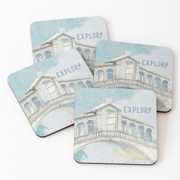 Item preview, Illustration of the Rialto Bridge, Venice, Italy with grunge cement background designed and sold by CHASAcreative.