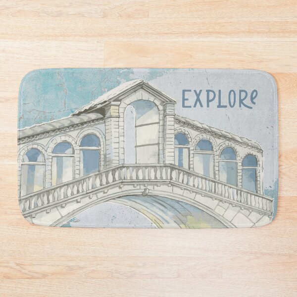 Item preview, Illustration of the Rialto Bridge, Venice, Italy with grunge cement background designed and sold by CHASAcreative.