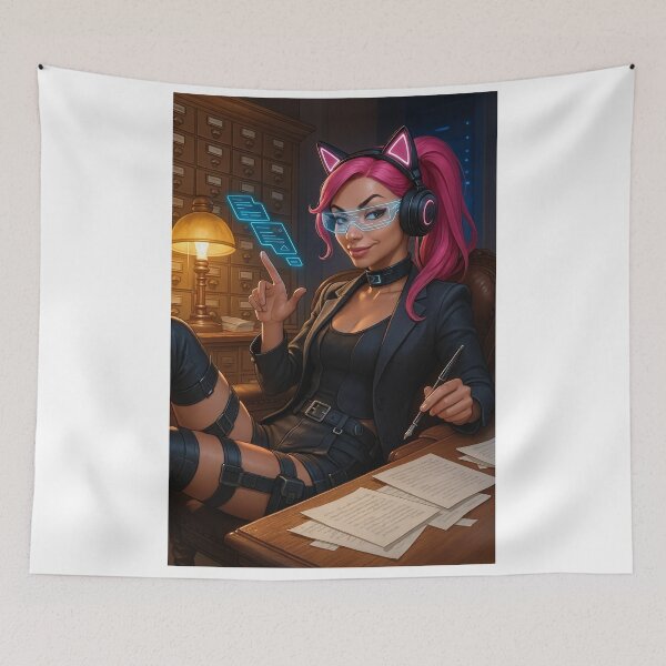 Item preview, Cathryne cyborg library glowing files headphones designed and sold by CathryneDelamort.