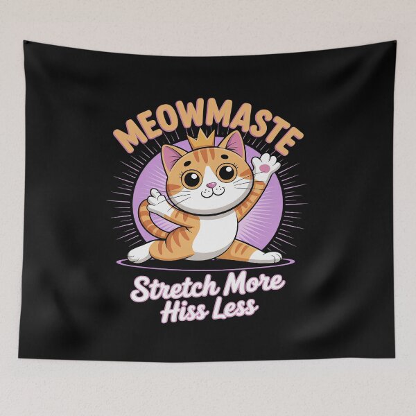 Item preview, Meowmaste Yoga Cat Stretch More Hiss Less  designed and sold by ShelFisher.