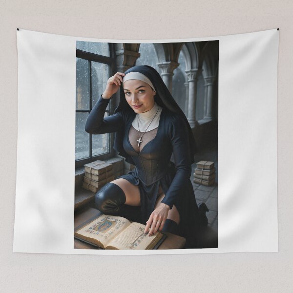Item preview, Una monja lee un libro junto a la ventana de la biblioteca. designed and sold by CathryneDelamort.