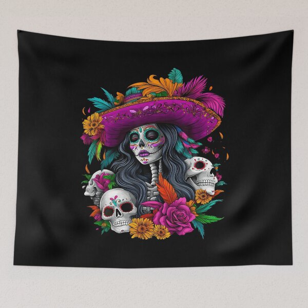 Item preview, Day Of The Dead Sugar Skull De Los Muertos La Catrina Women designed and sold by reeneregen.
