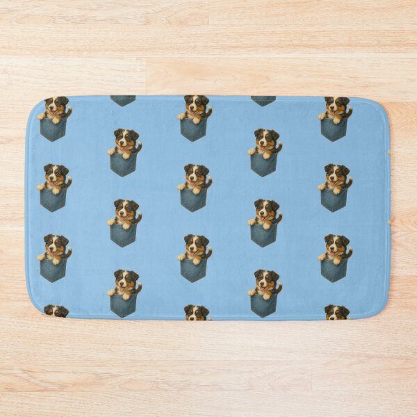 Item preview, Pocket-Sized Australian Shepard Puppy | Painterly Dog in Denim Pocket designed and sold by TroyTheTerrific.