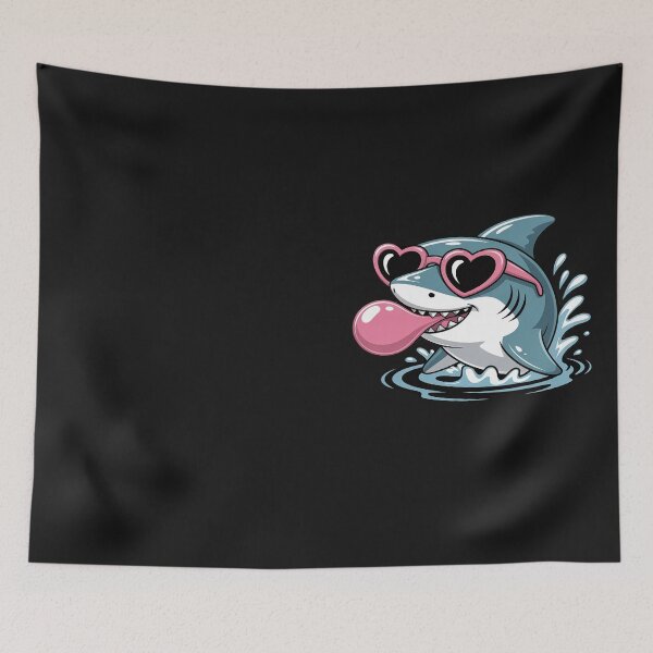 Item preview, Funny Shark Wearing Glasses and Blowing Pink Bubble Gum designed and sold by Hofersofer.