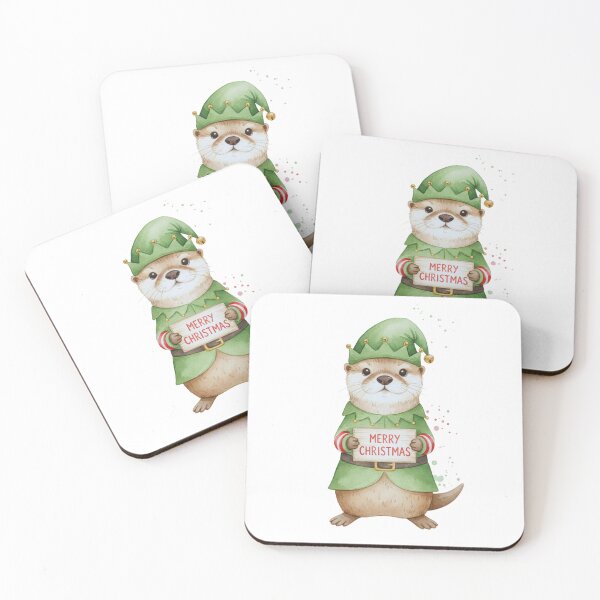 Item preview, Christmas Otter Elf – Whimsical Holiday Character Art designed and sold by Otterly Cute.