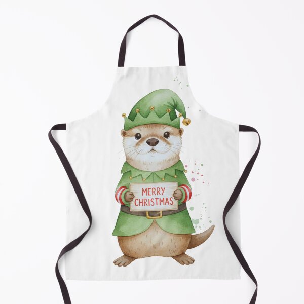 Item preview, Christmas Otter Elf – Whimsical Holiday Character Art designed and sold by Otterly Cute.