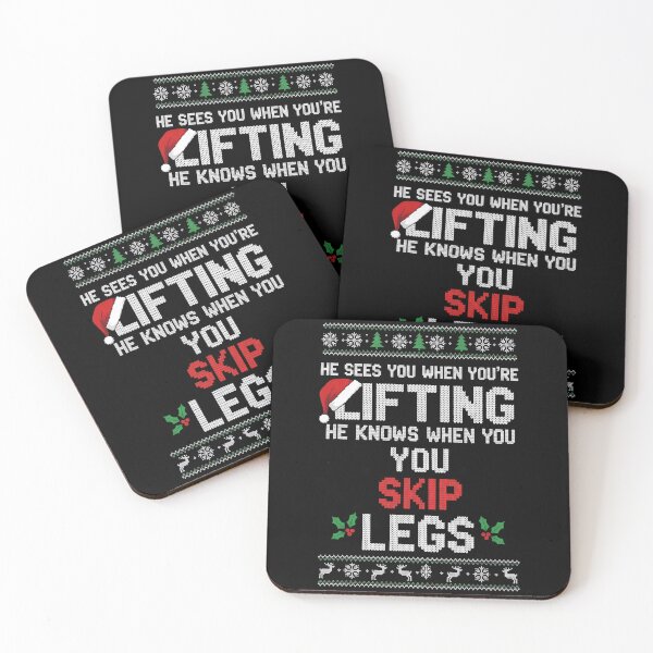 Item preview, He Sees You When Youre Lifting He Knows When You Skip Legs Ugly Christmas Gym designed and sold by pansak.