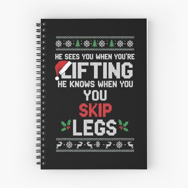 Artikelvorschau, Er sieht dich beim Gewichtheben. Er weiß, wann du die Beine auslässt. Hässliches Weihnachts-Fitnessstudio. entworfen und verkauft von pansak.