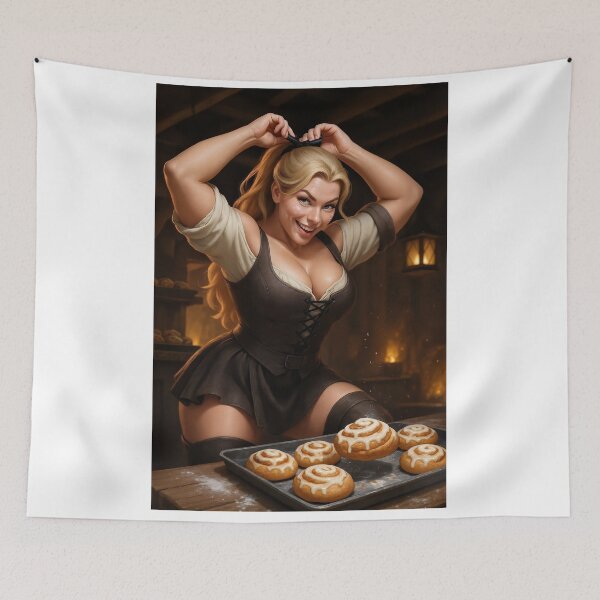 Item preview, Astrid in leather corset baking cinnamon rolls designed and sold by CathryneDelamort.