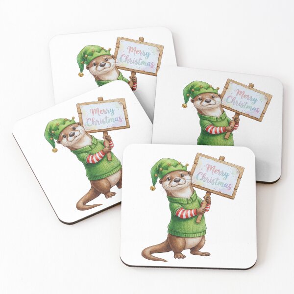 Item preview, Kawaii Otter in Elf Costume – Christmas Party Design designed and sold by Otterly Cute.