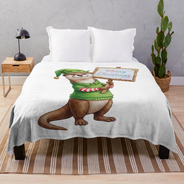 Item preview, Kawaii Otter in Elf Costume – Christmas Party Design designed and sold by Otterly Cute.