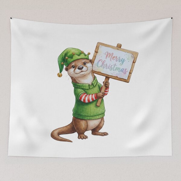 Item preview, Kawaii Otter in Elf Costume – Christmas Party Design designed and sold by Otterly Cute.
