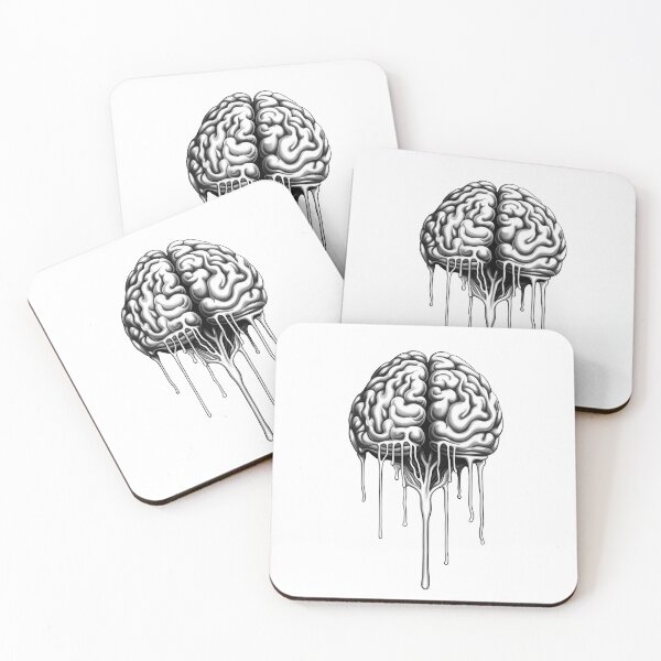 Item preview, Melting Brain – Surreal Black and White Conceptual Art designed and sold by inkoutninja.