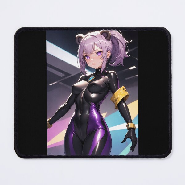 Item preview, Latex Catsuit Girl Purple Hair Panda Ears Art designed and sold by iloveanimechibi.