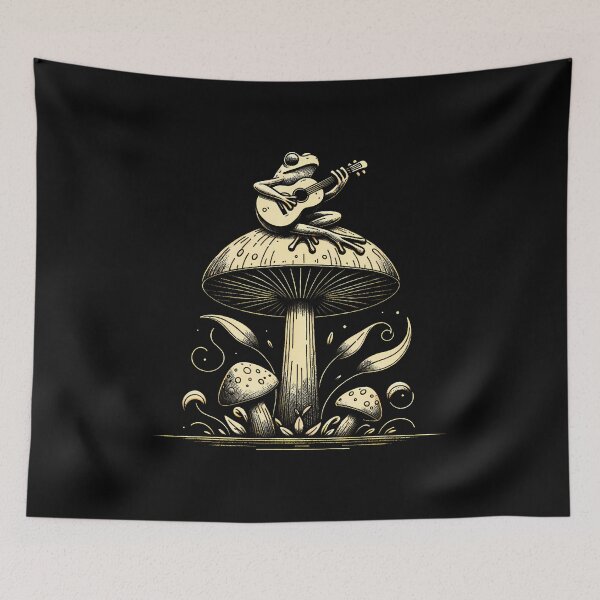 Item preview, Cottagecore Mushroom Frog Guitar Dark Academia Goblincore designed and sold by markettathorn.