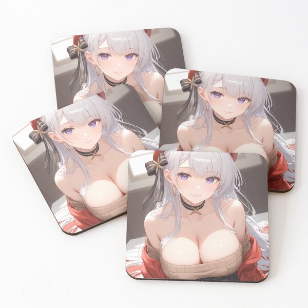 Item preview, Azur Lane Anime Belfast Wearing Red Beret and Beige Sweater in Cozy Setting designed and sold by CarlosBender.