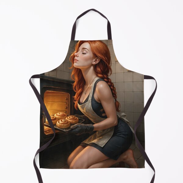 Item preview, Rowan kneels before oven with cinnamon rolls designed and sold by CathryneDelamort.