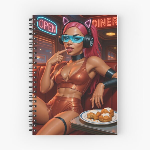 Item preview, Cathryne in cyberpunk diner with cinnamonroll designed and sold by CathryneDelamort.