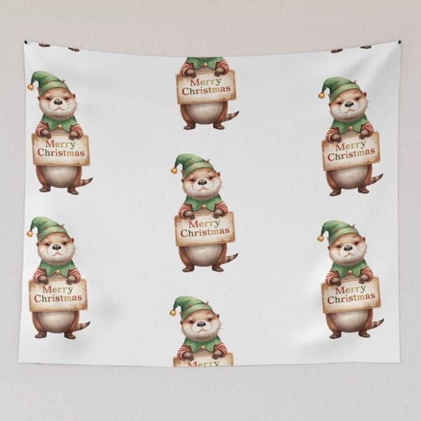 Item preview, Merry Christmas Otter Elf – Adorable Holiday Creature designed and sold by Otterly Cute.