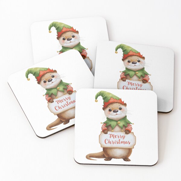 Item preview, Otter in Elf Suit – Cute Christmas Cartoon Illustration designed and sold by Otterly Cute.