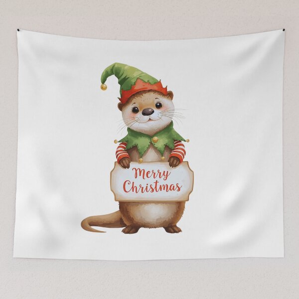 Item preview, Otter in Elf Suit – Cute Christmas Cartoon Illustration designed and sold by Otterly Cute.