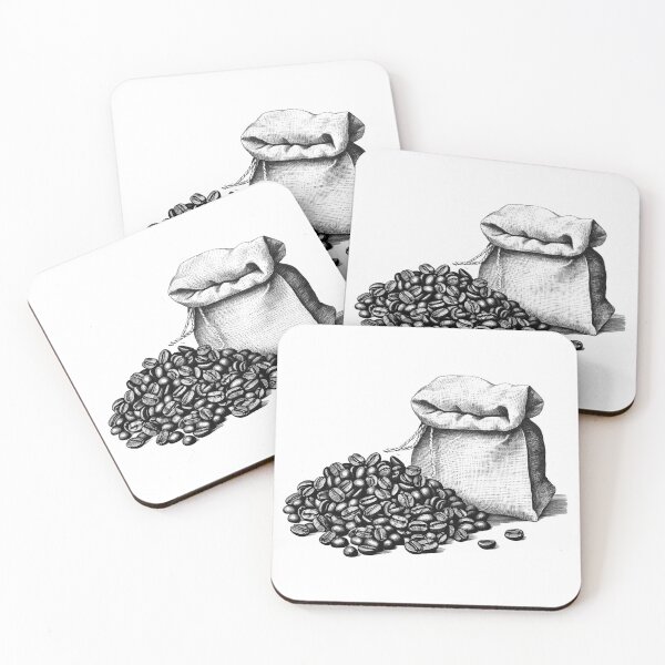 Item preview, Vintage Coffee Bean Sack – Black and White Cafe Art designed and sold by inkoutninja.