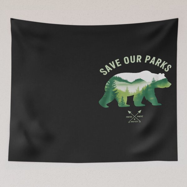 Item preview, Green Bear Silhouette Forest Preserve Protect Nature Art designed and sold by Hofersofer.