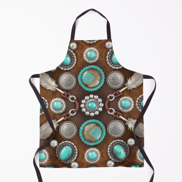 Item preview, Western Turquoise Concho Pattern – Rustic Southwest Silver & Turquoise Seamless Design designed and sold by CoastalEmp.