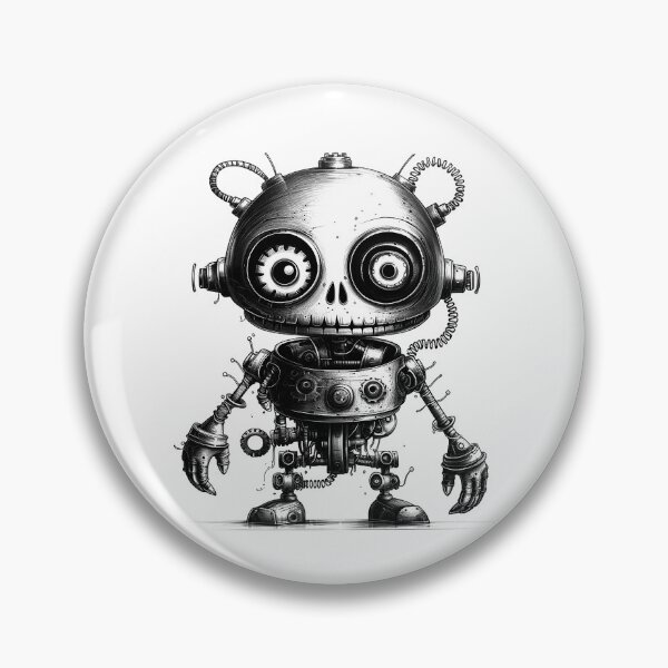 Item preview, Cute Creepy Robot – Skull-Faced Steampunk Machine Art designed and sold by inkoutninja.
