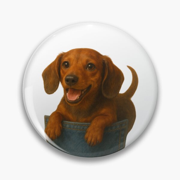 Item preview, Pocket-Sized Dachshund Puppy | Painterly Dog in Denim Pocket designed and sold by TroyTheTerrific.