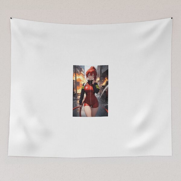 Item preview, Firefighter Girl Red Jumpsuit Action Anime Art designed and sold by iloveanimechibi.