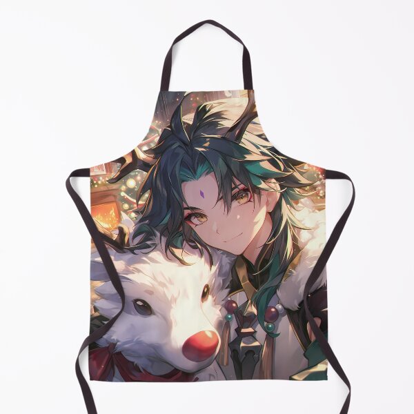 Item preview, Xiao Genshin Impact Christmas winter festive reindeer warm holiday magical night designed and sold by HumbertoValveno.