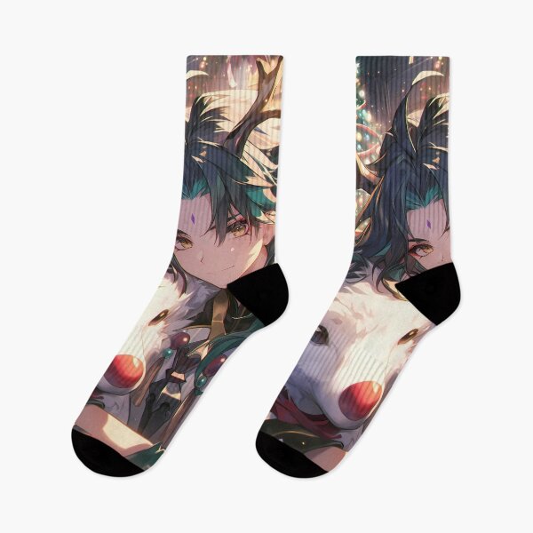Item preview, Xiao Genshin Impact Christmas winter festive reindeer warm holiday magical night designed and sold by HumbertoValveno.