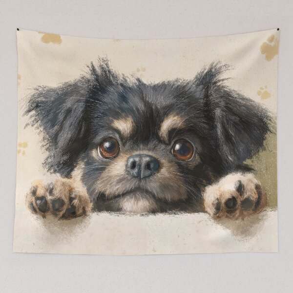 Item preview, Tibetan Spaniel Peeking over Wall 01 designed and sold by Elisabeth Lucas.