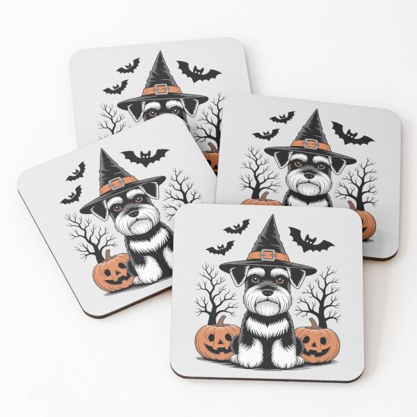 Item preview, Miniature Schnauzer Witch Hat Halloween Spooky Bats Pumpkins designed and sold by FndPardaL.