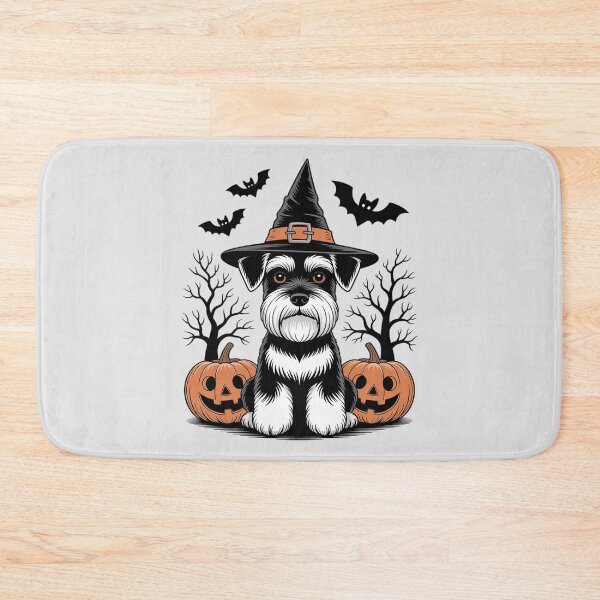 Item preview, Miniature Schnauzer Witch Hat Halloween Spooky Bats Pumpkins designed and sold by FndPardaL.