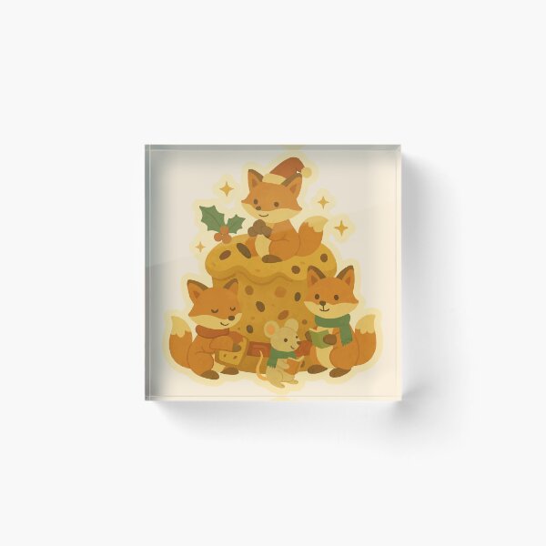 Item preview, Italian Christmas Panettone with Fox Trio – Cozy Holiday Art designed and sold by Tiny Joy World.