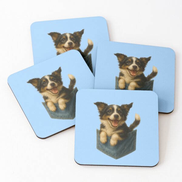 Item preview, Pocket-Sized Border Collie Puppy | Painterly Dog in Denim Pocket designed and sold by TroyTheTerrific.