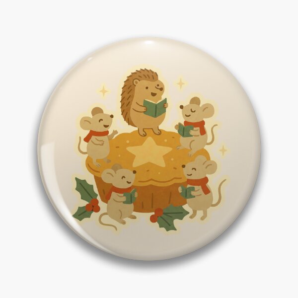 Item preview, British Christmas Mince Pie with Mice & Hedgehog – Adorable Holiday Art designed and sold by Tiny Joy World.