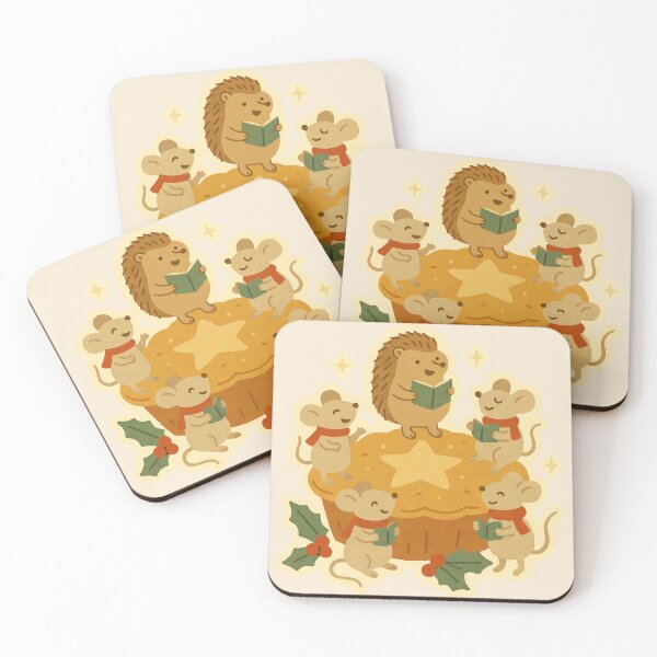 Item preview, British Christmas Mince Pie with Mice & Hedgehog – Adorable Holiday Art designed and sold by Tiny Joy World.